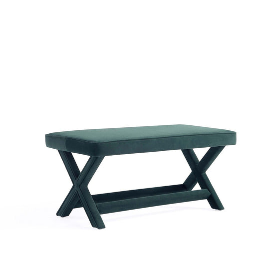 Manhattan Comfort - Abigail 42W Velvet Bench with Solid Wood Legs in Green - OT005-GR veiw 1