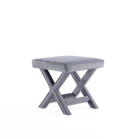 Manhattan Comfort - Abigail 20W Velvet Bench with Solid Wood Legs in Grey - OT004-GY veiw 2