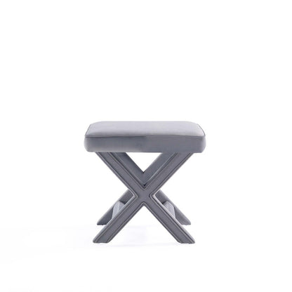 Manhattan Comfort - Abigail 20W Velvet Bench with Solid Wood Legs in Grey - OT004-GY veiw 3