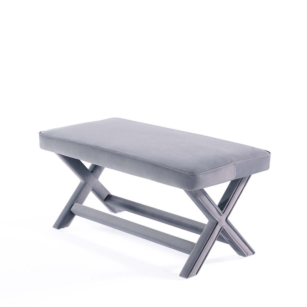 Manhattan Comfort - Abigail 42W Velvet Bench with Solid Wood Legs in Grey - OT005-GY veiw 4