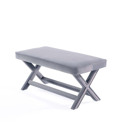 Manhattan Comfort - Abigail 42W Velvet Bench with Solid Wood Legs in Grey - OT005-GY veiw 4