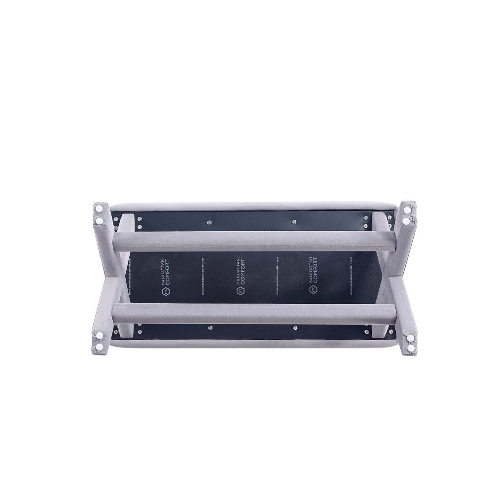 Manhattan Comfort - Abigail 42W Velvet Bench with Solid Wood Legs in Grey - OT005-GY veiw 7