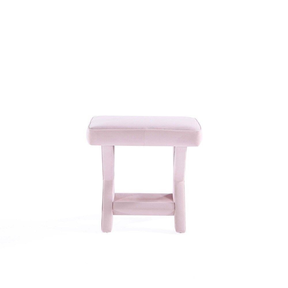 Manhattan Comfort - Abigail 20W Velvet Bench with Solid Wood Legs in Pink - OT004-PK veiw 5
