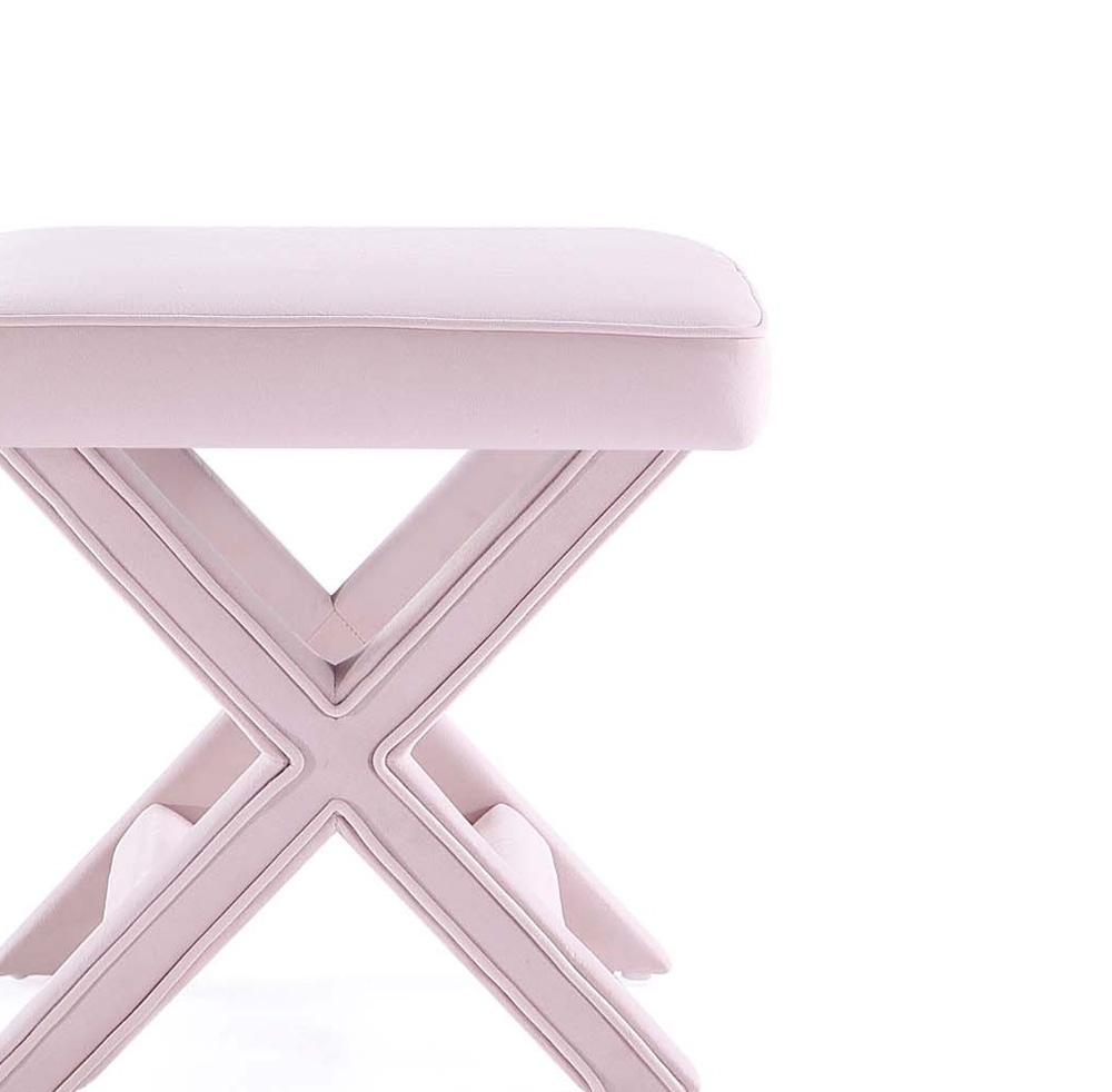 Manhattan Comfort - Abigail 20W Velvet Bench with Solid Wood Legs in Pink - OT004-PK veiw 8