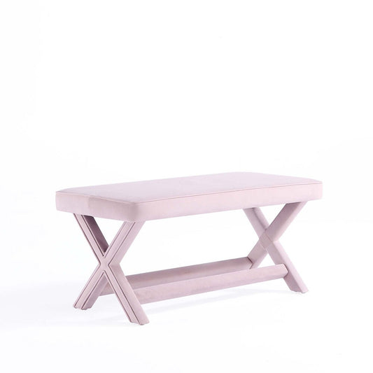 Manhattan Comfort - Abigail 42W Velvet Bench with Solid Wood Legs in Pink - OT005-PK veiw 1