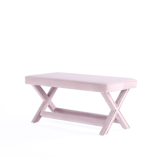 Manhattan Comfort - Abigail 42W Velvet Bench with Solid Wood Legs in Pink - OT005-PK veiw 2