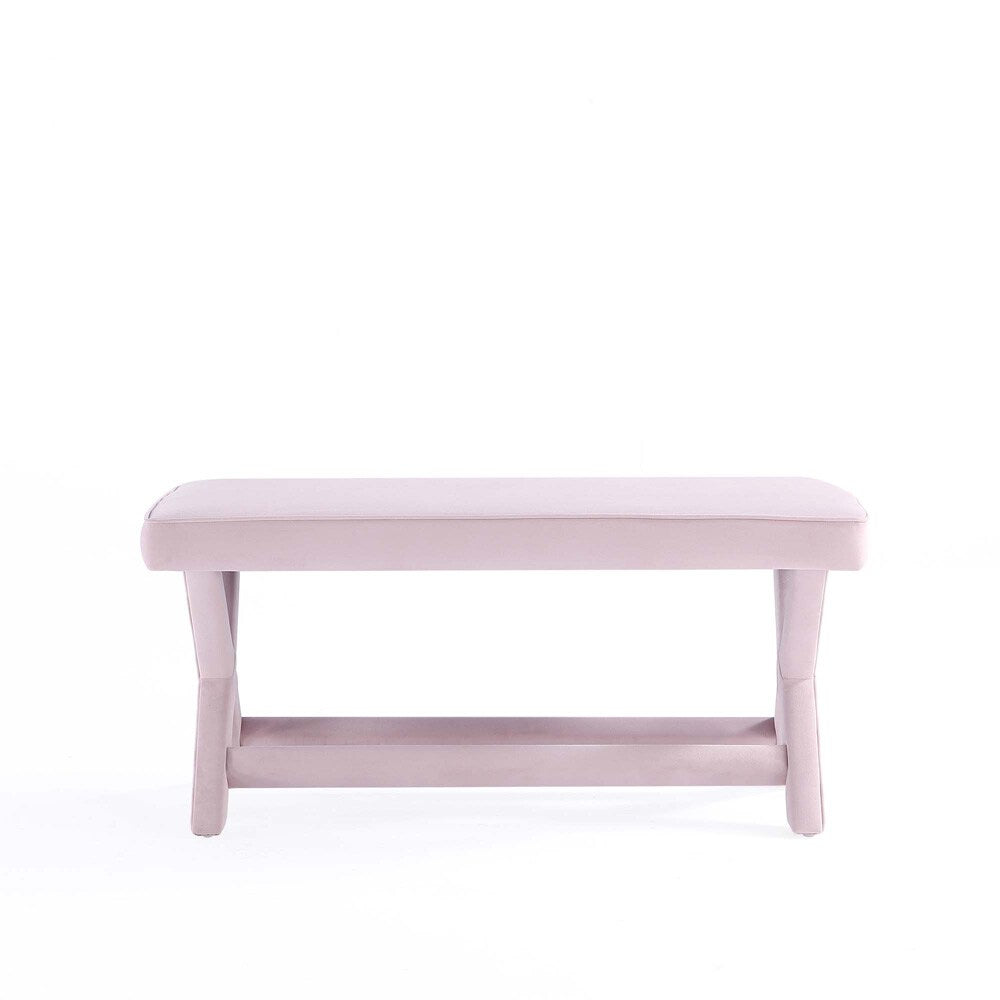 Manhattan Comfort - Abigail 42W Velvet Bench with Solid Wood Legs in Pink - OT005-PK veiw 3