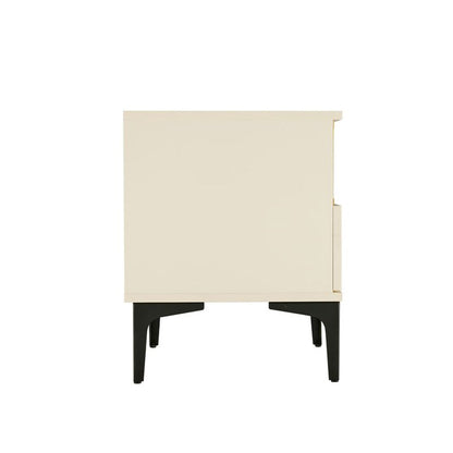 Manhattan Comfort - Amara Nightstand with 2 Full Extension Drawers in Cream and Natural Oak - Set of 2 - 2-NS006-CR veiw 3