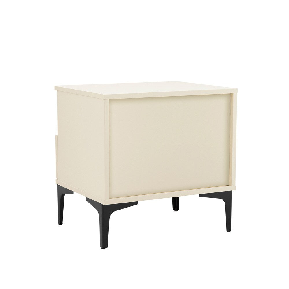 Manhattan Comfort - Amara Nightstand with 2 Full Extension Drawers in Cream and Natural Oak - Set of 2 - 2-NS006-CR veiw 4