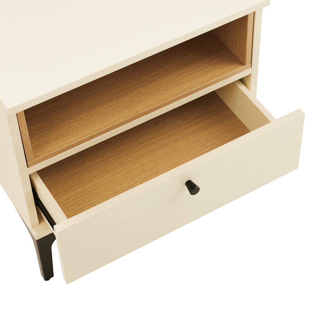 Manhattan Comfort - Amara Nightstand with 2 Full Extension Drawers in Cream and Natural Oak - Set of 2 - 2-NS006-CR veiw 5