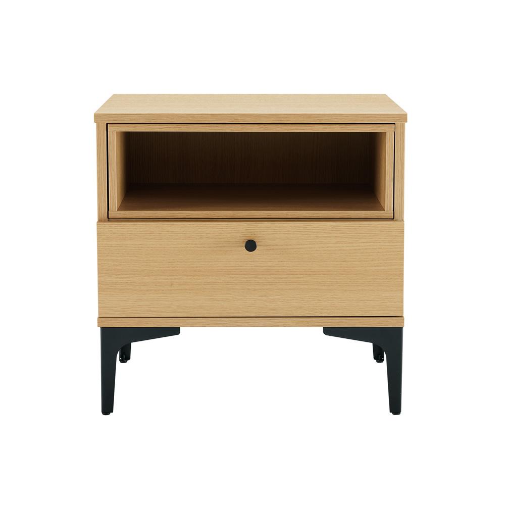 Manhattan Comfort - Amara Nightstand with 1 Full Extension Drawers in Natural Oak - NS006-NA veiw 1