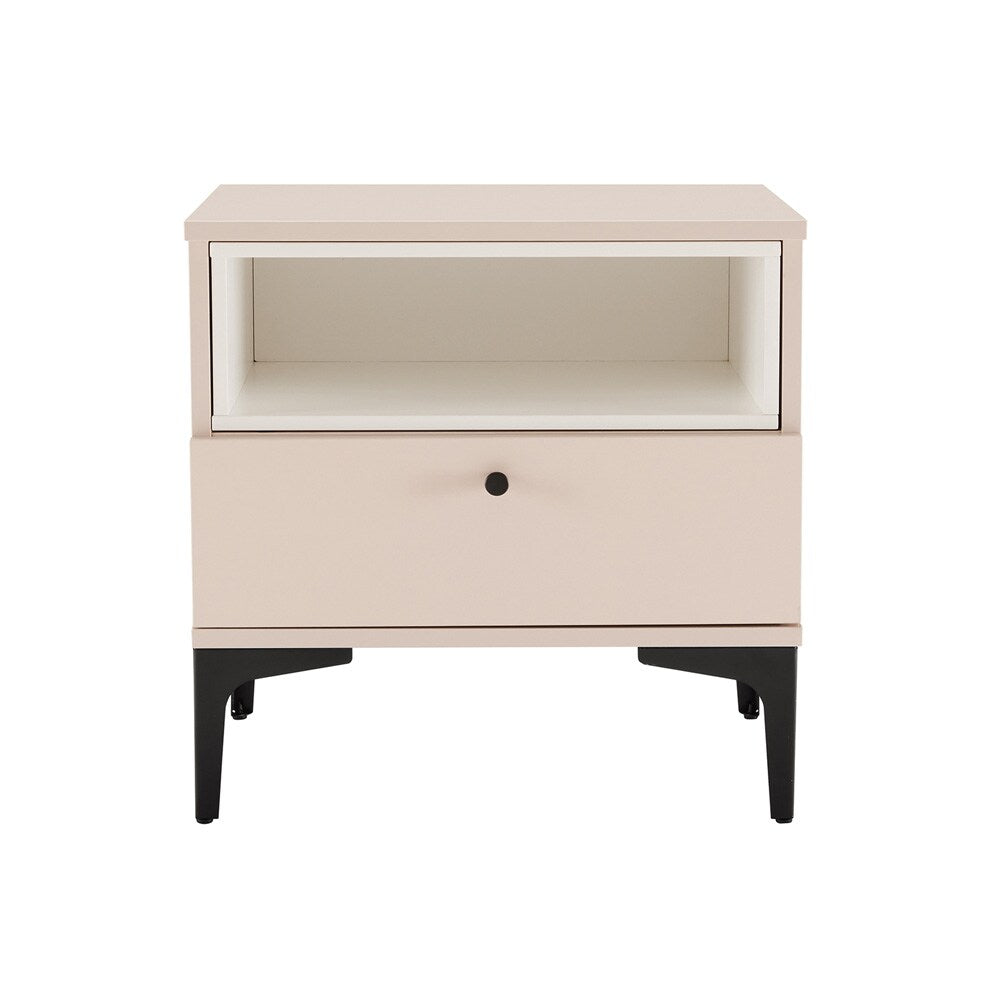 Manhattan Comfort - Amara Nightstand with 1 Full Extension Drawers in Pale Rose and White - NS006-PK veiw 1