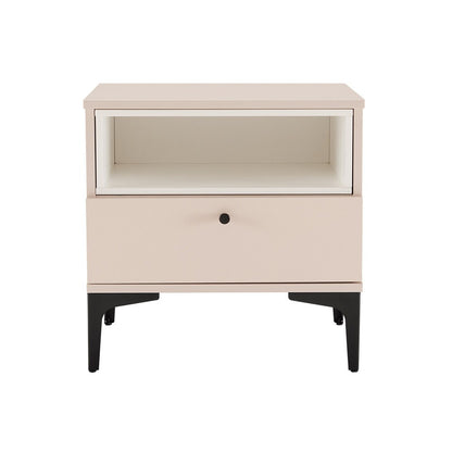 Manhattan Comfort - Amara Nightstand with 1 Full Extension Drawers in Pale Rose and White - NS006-PK veiw 1