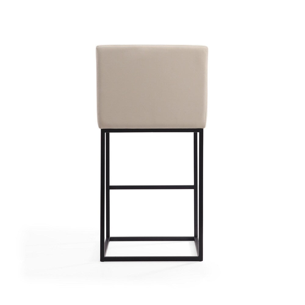 Manhattan Comfort - Ambassador Faux Leather Bar Stool with Metal Legs in Cream and Black - Set of 2 - 2-BS017-CR veiw 4