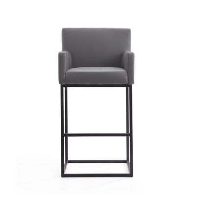 Manhattan Comfort - Ambassador Faux Leather Bar Stool with Metal Legs in Grey and Black - Set of 2 - 2-BS017-GY veiw 3