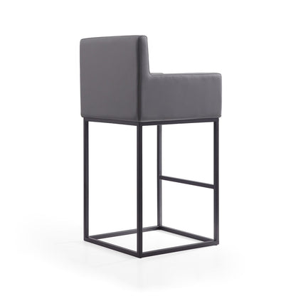Manhattan Comfort - Ambassador Faux Leather Bar Stool with Metal Legs in Grey and Black - Set of 2 - 2-BS017-GY veiw 5