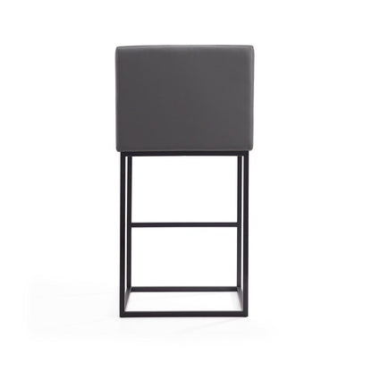 Manhattan Comfort - Ambassador Faux Leather Bar Stool with Metal Legs in Grey and Black - Set of 2 - 2-BS017-GY veiw 6