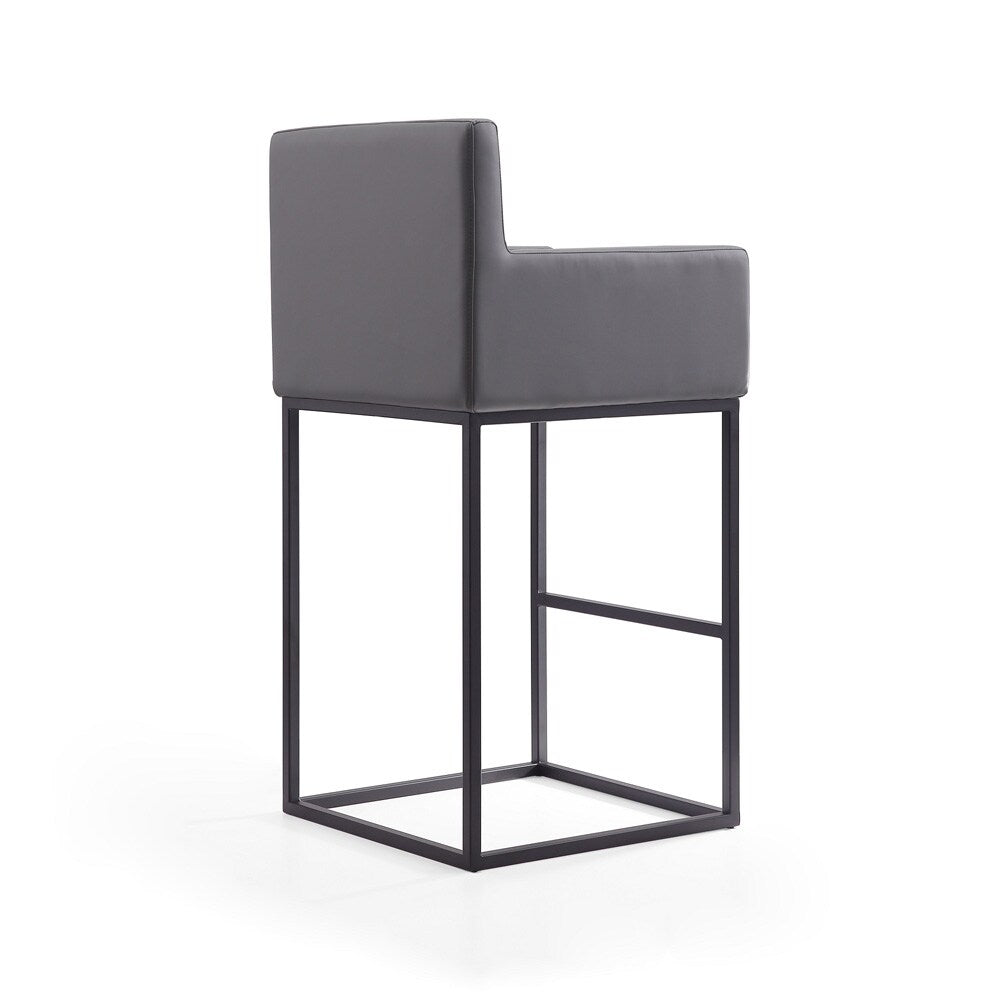 Manhattan Comfort - Ambassador Faux Leather Bar Stool with Metal Legs in Grey and Black - Set of 3 - 3-BS017-GY veiw 4