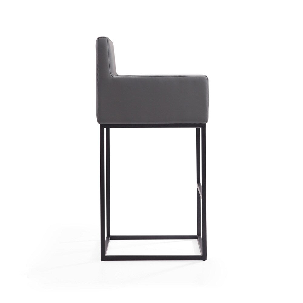 Manhattan Comfort - Ambassador Faux Leather Bar Stool with Metal Legs in Grey and Black - Set of 3 - 3-BS017-GY veiw 5