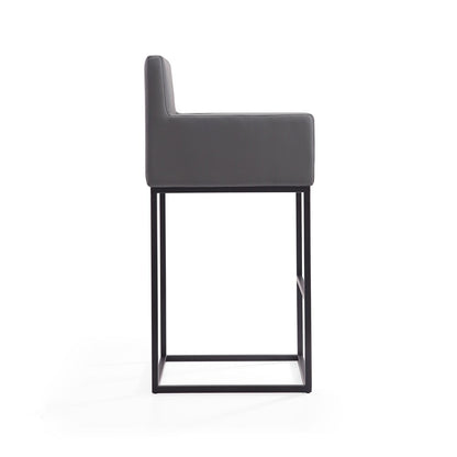 Manhattan Comfort - Ambassador Faux Leather Bar Stool with Metal Legs in Grey and Black - Set of 3 - 3-BS017-GY veiw 5