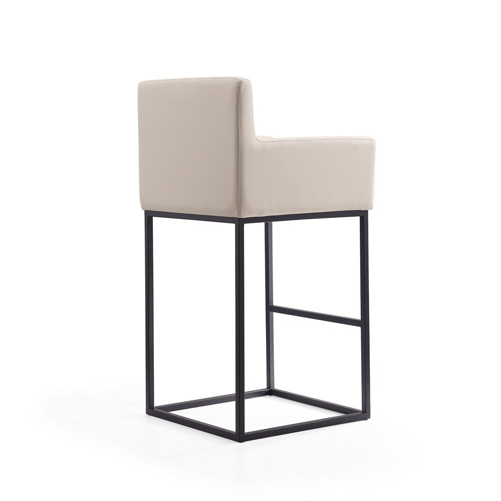 Manhattan Comfort - Ambassador Faux Leather Bar Stool with Metal Legs in Cream and Black - BS017-CR veiw 3