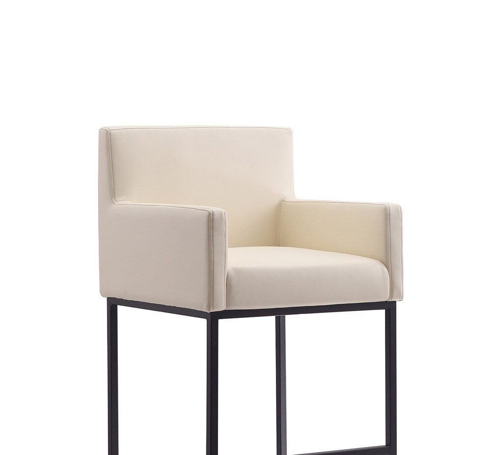 Manhattan Comfort - Ambassador Faux Leather Bar Stool with Metal Legs in Cream and Black - BS017-CR veiw 5