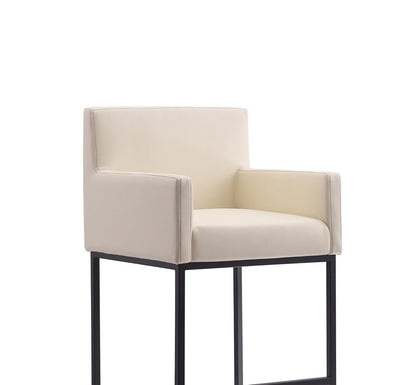 Manhattan Comfort - Ambassador Faux Leather Bar Stool with Metal Legs in Cream and Black - BS017-CR veiw 5