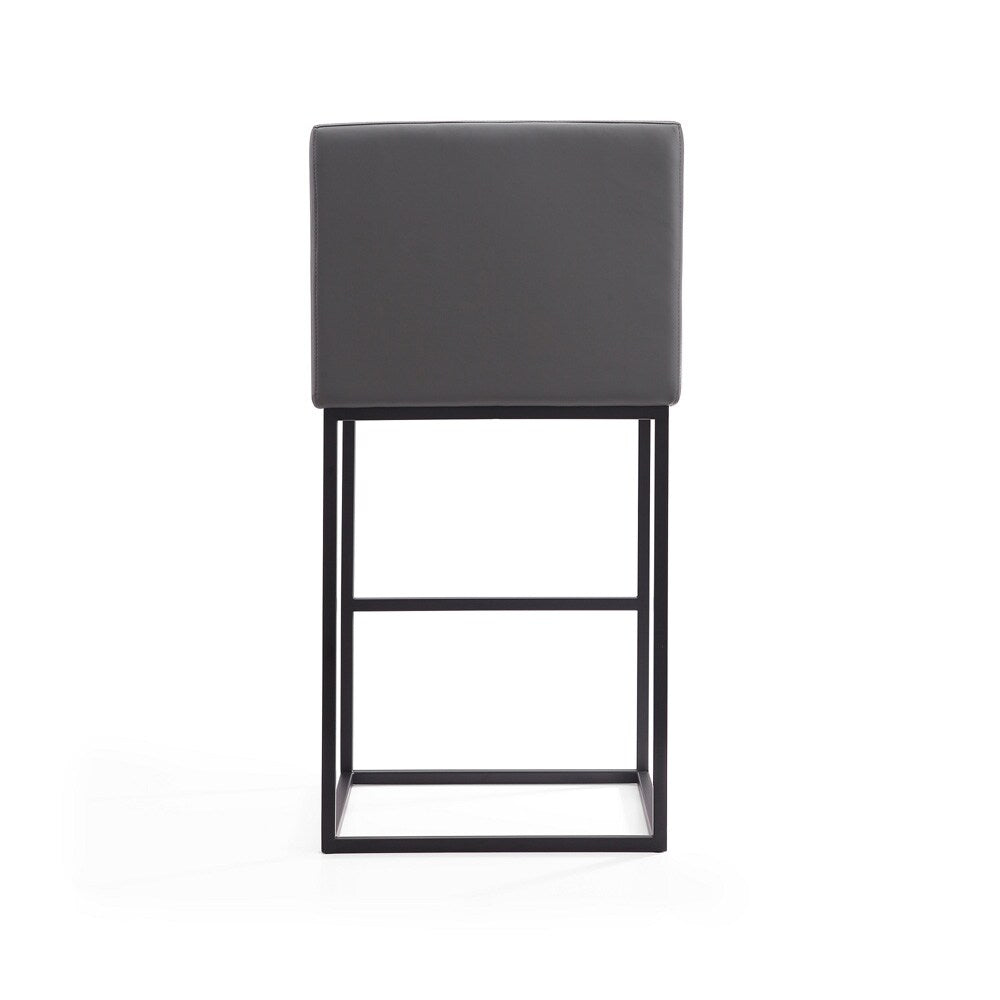 Manhattan Comfort - Ambassador Faux Leather Bar Stool with Metal Legs in Grey and Black - BS017-GY veiw 5