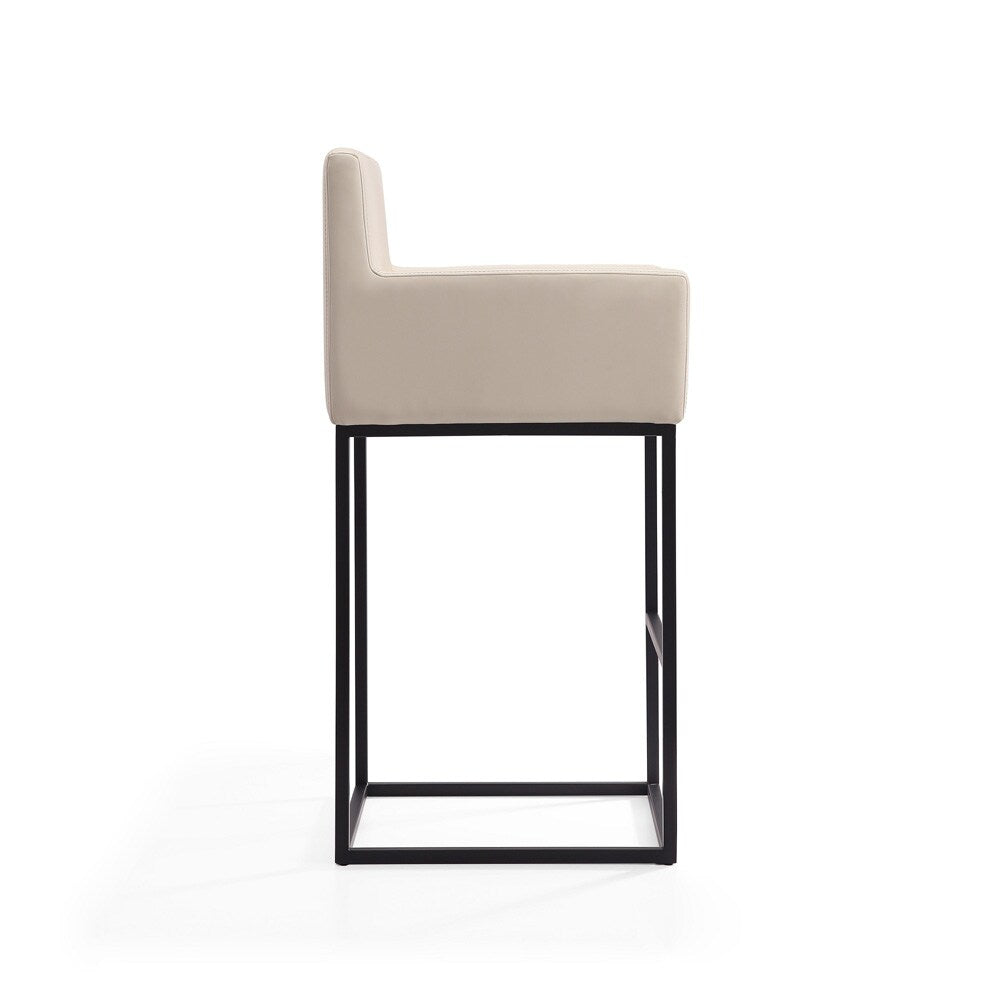 Manhattan Comfort - Ambassador Faux Leather Counter Stool with Metal Legs in Cream and Black - Set of 2 - 2-CS010-CR veiw 4