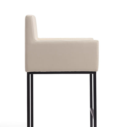 Manhattan Comfort - Ambassador Faux Leather Counter Stool with Metal Legs in Cream and Black - Set of 2 - 2-CS010-CR veiw 7
