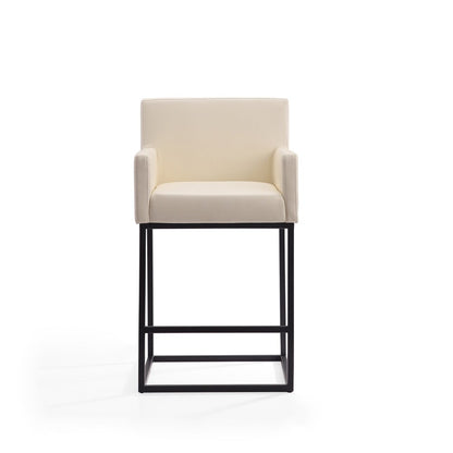 Manhattan Comfort - Ambassador Faux Leather Counter Stool with Metal Legs in Cream and Black - Set of 3 - 3-CS010-CR veiw 2