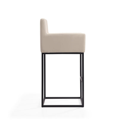 Manhattan Comfort - Ambassador Faux Leather Counter Stool with Metal Legs in Cream and Black - Set of 3 - 3-CS010-CR veiw 4