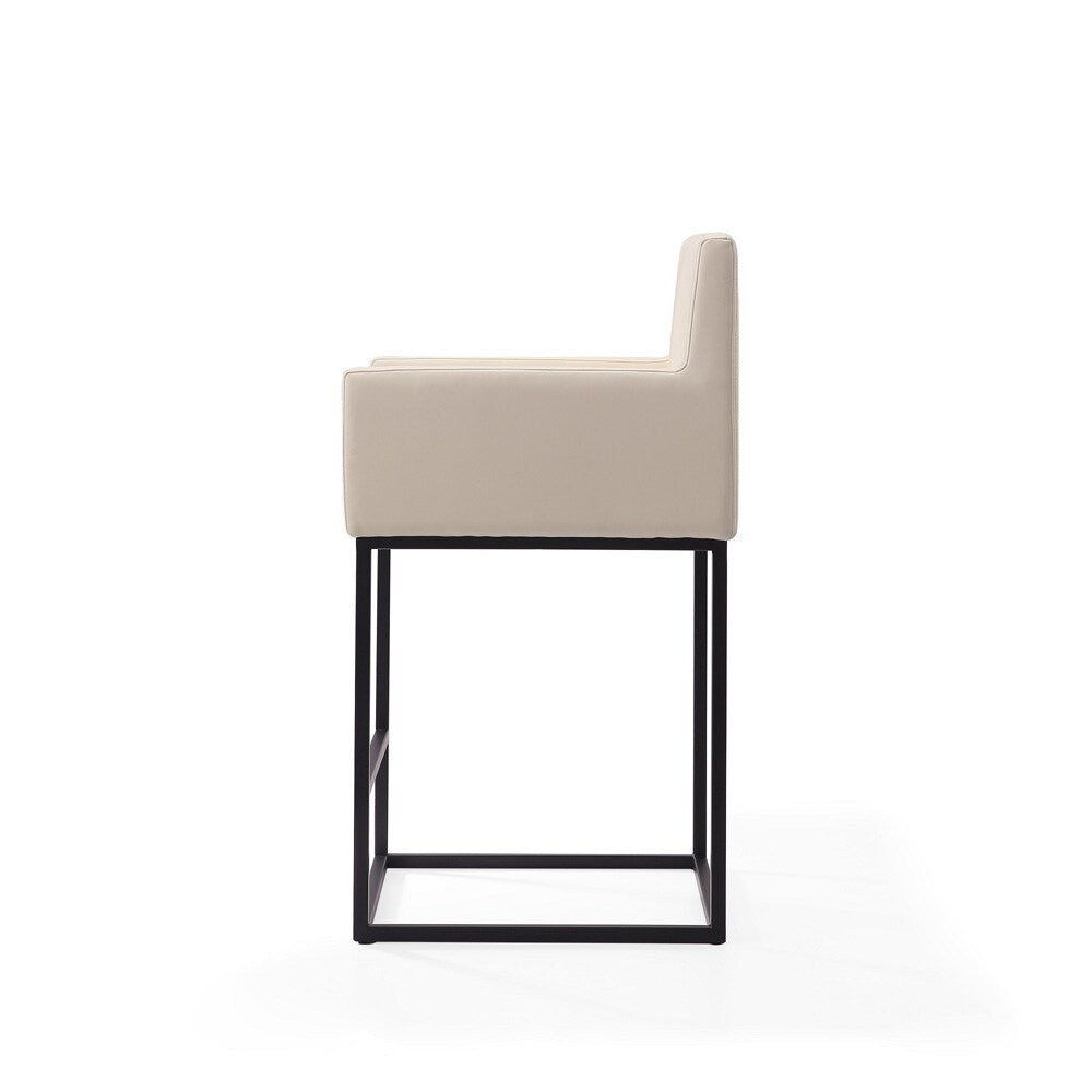 Manhattan Comfort - Ambassador Faux Leather Counter Stool with Metal Legs in Cream and Black - Set of 3 - 3-CS010-CR veiw 5