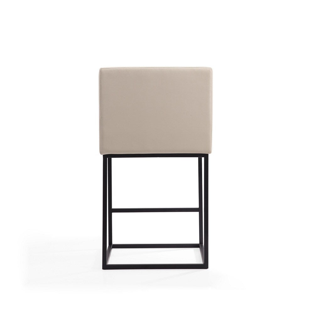 Manhattan Comfort - Ambassador Faux Leather Counter Stool with Metal Legs in Cream and Black - Set of 3 - 3-CS010-CR veiw 6