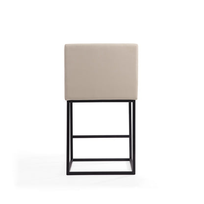 Manhattan Comfort - Ambassador Faux Leather Counter Stool with Metal Legs in Cream and Black - Set of 3 - 3-CS010-CR veiw 6