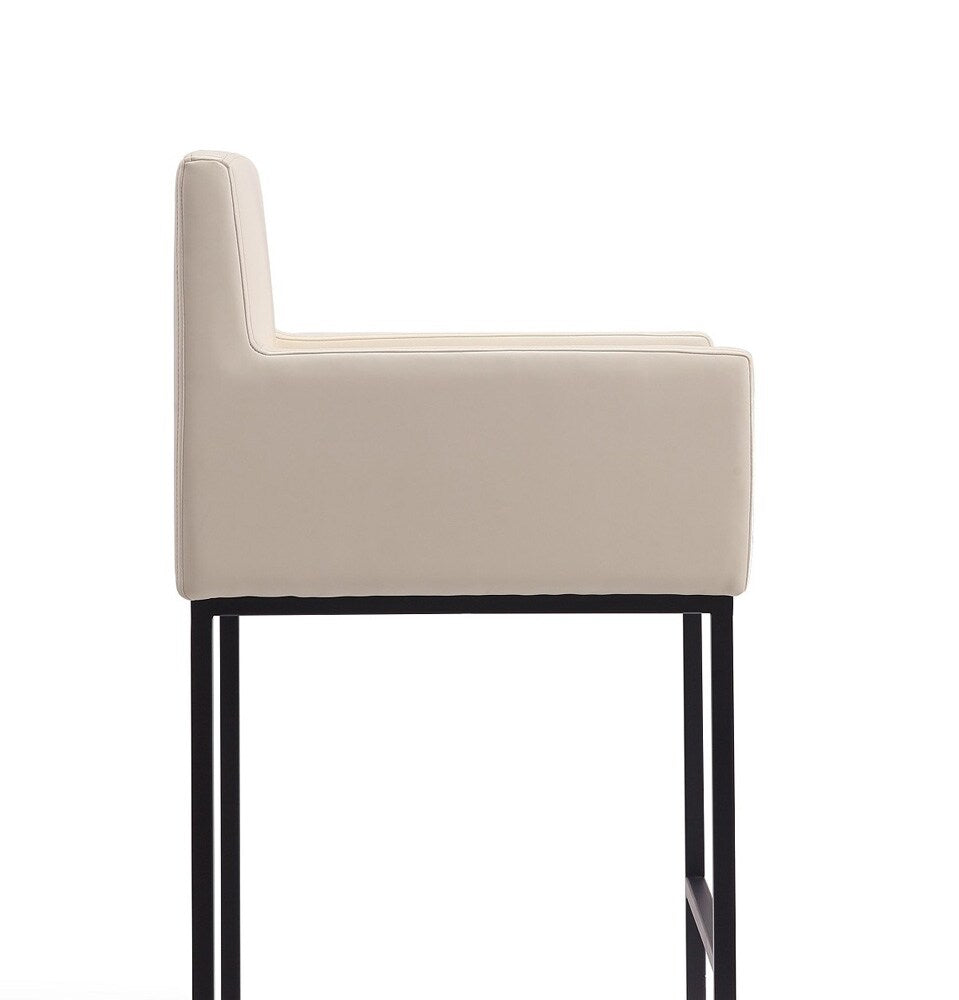 Manhattan Comfort - Ambassador Faux Leather Counter Stool with Metal Legs in Cream and Black - Set of 3 - 3-CS010-CR veiw 7