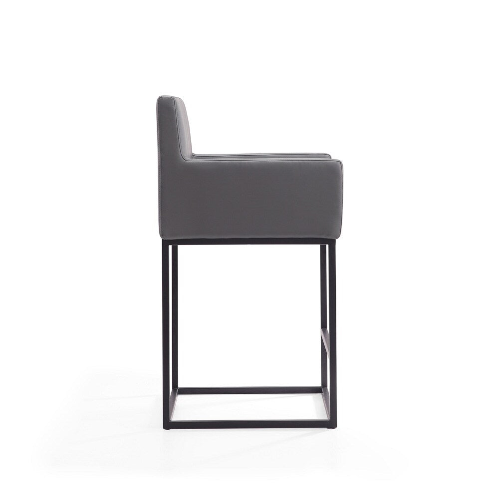 Manhattan Comfort - Ambassador Faux Leather Counter Stool with Metal Legs in Grey and Black - Set of 3 - 3-CS010-GY veiw 5