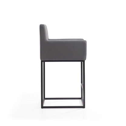 Manhattan Comfort - Ambassador Faux Leather Counter Stool with Metal Legs in Grey and Black - Set of 3 - 3-CS010-GY veiw 5
