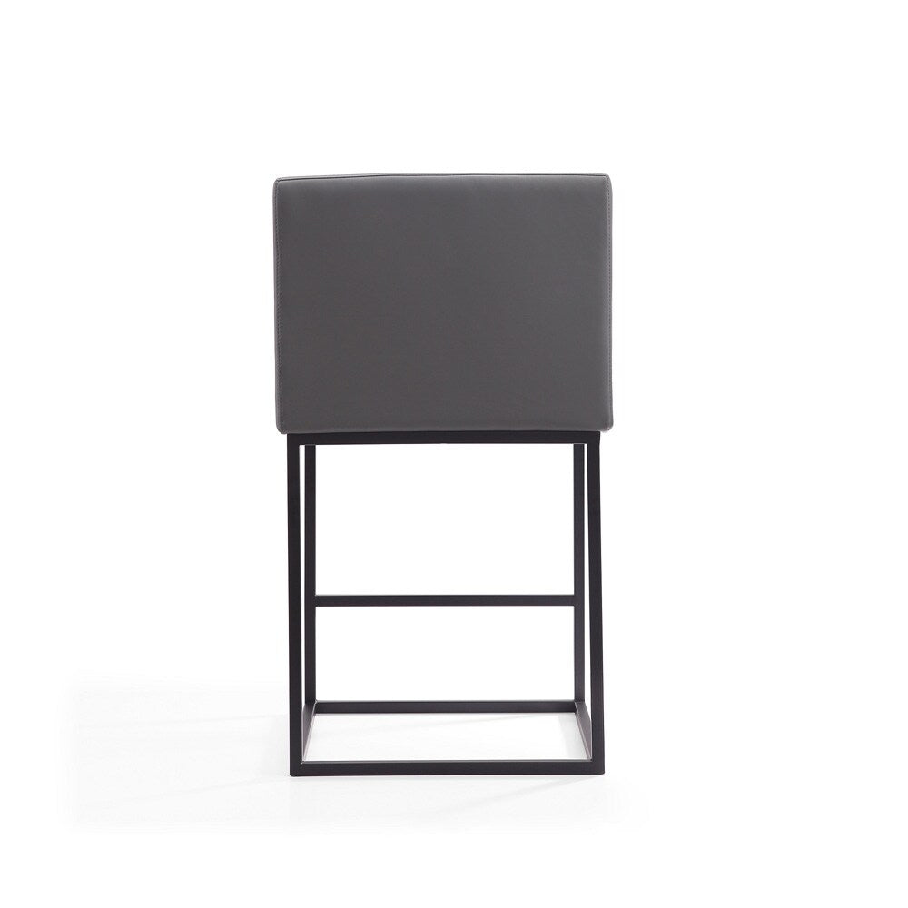Manhattan Comfort - Ambassador Faux Leather Counter Stool with Metal Legs in Grey and Black - Set of 3 - 3-CS010-GY veiw 6