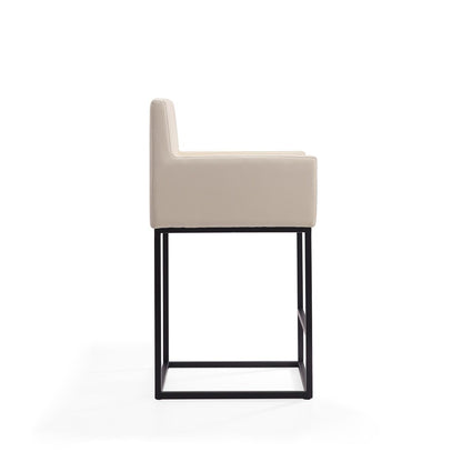Manhattan Comfort - Ambassador Faux Leather Counter Stool with Metal Legs in Cream and Black - CS010-CR veiw 3
