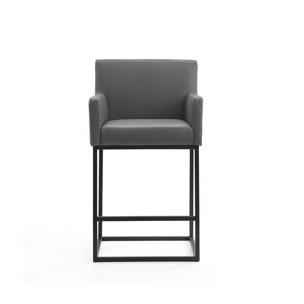 Manhattan Comfort - Ambassador Faux Leather Counter Stool with Metal Legs in Grey and Black - CS010-GY veiw 1