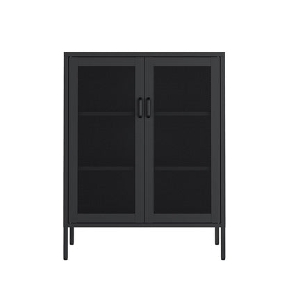 Manhattan Comfort - Amelia 31.5 Accent Cabinet with 3 Adjustable Shelves in Black - AF008-BK veiw 1