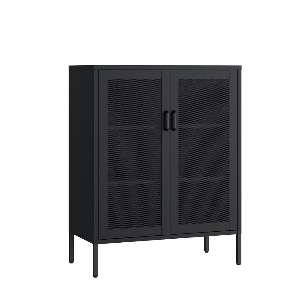 Manhattan Comfort - Amelia 31.5 Accent Cabinet with 3 Adjustable Shelves in Black - AF008-BK veiw 2