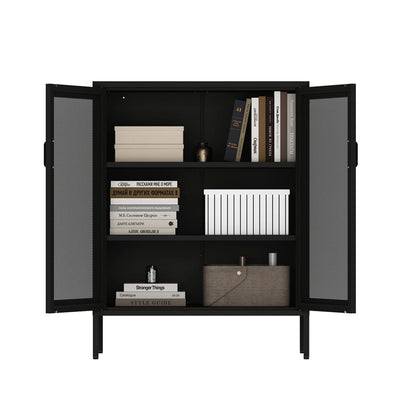 Manhattan Comfort - Amelia 31.5 Accent Cabinet with 3 Adjustable Shelves in Black - AF008-BK veiw 8