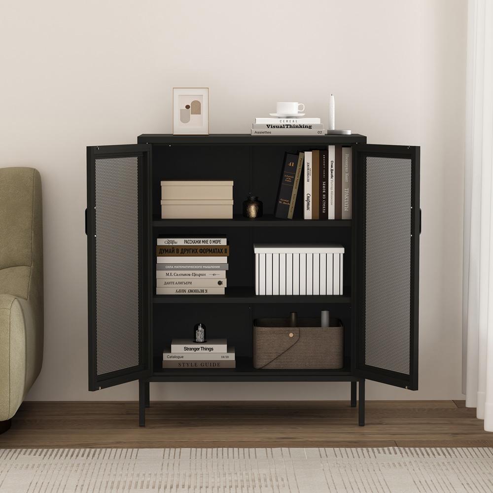 Manhattan Comfort - Amelia 31.5 Accent Cabinet with 3 Adjustable Shelves in Black - AF008-BK veiw 9