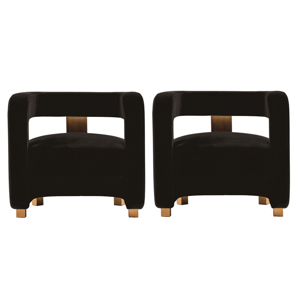Manhattan Comfort - Amirah Velvet Accent Chair with Metal Legs in Black - Set of 2 - 2-AC060-BK veiw 1