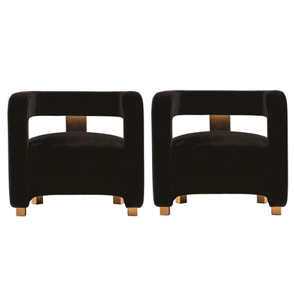 Manhattan Comfort - Amirah Velvet Accent Chair with Metal Legs in Black - Set of 2 - 2-AC060-BK veiw 1