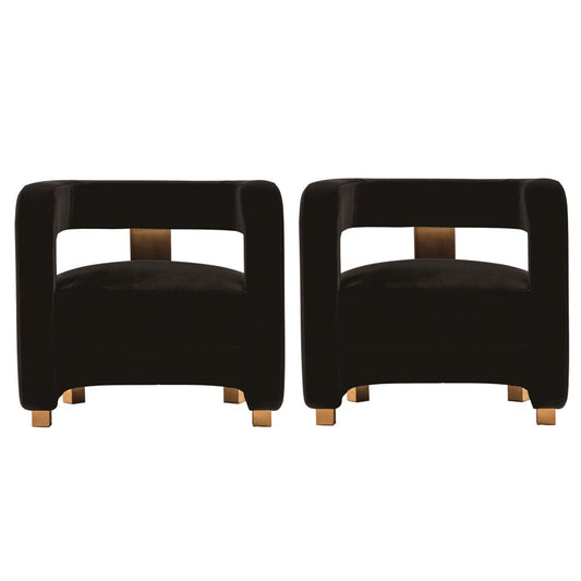 Manhattan Comfort - Amirah Velvet Accent Chair with Metal Legs in Black - Set of 2 - 2-AC060-BK veiw 1