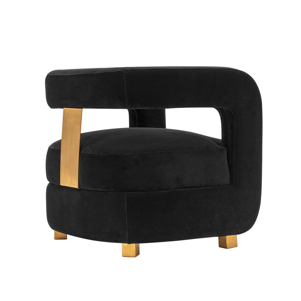 Manhattan Comfort - Amirah Velvet Accent Chair with Metal Legs in Black - Set of 2 - 2-AC060-BK veiw 3