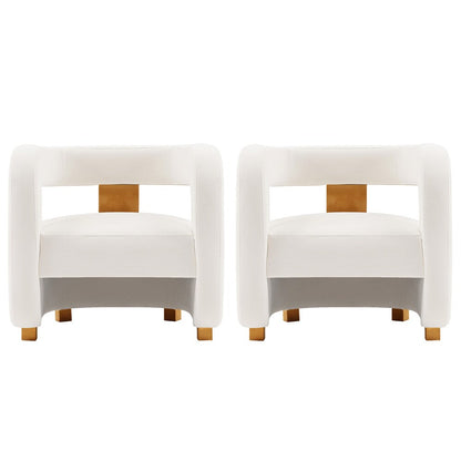 Manhattan Comfort - Amirah Velvet Accent Chair with Metal Legs in White - Set of 2 - 2-AC060-WH veiw 1